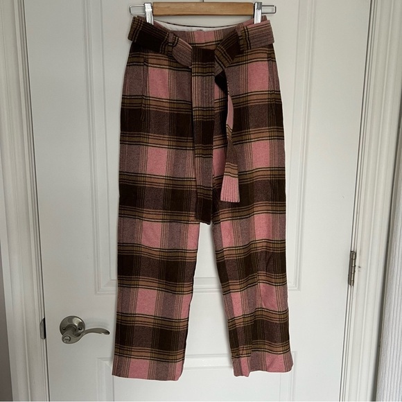 Aritzia Wilfred New Tie-Front Wool Pant -Plaid - Picture 3 of 9